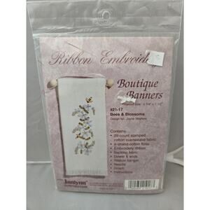 Ribbon Embroidery Craft Kit Boutique Banners "Bees & Blossoms"